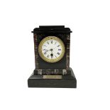 French - 19th century timepiece 8-day slate and marble mantle clock