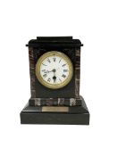 French - 19th century timepiece 8-day slate and marble mantle clock
