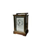 Early 20th century 8-day French carriage clock - with an anglaise case carrying handle and bevelled