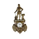 French - late 19th century 8-day gilt-spelter and alabaster mantle clock
