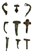 Roman British - collection nine copper alloy head-stud and trumpet brooches