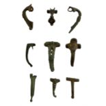 Roman British - collection nine copper alloy head-stud and trumpet brooches