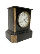 French - 8-day striking mantle clock in a Belgium slate and marble case