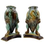 Pair of Victorian Majolica vases