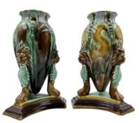 Pair of Victorian Majolica vases