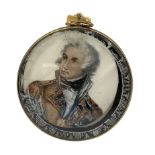 19th century miniature oil portrait on ivory of Nelson after Daniel Orme in a gilt metal frame the g