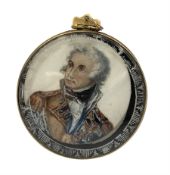 19th century miniature oil portrait on ivory of Nelson after Daniel Orme in a gilt metal frame the g