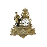 French - Alabaster and gilt-spelter 8-day mantle clock c1880