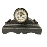 French - mid 19th century 8-day Belgium slate and marble mantle clock