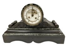 French - mid 19th century 8-day Belgium slate and marble mantle clock