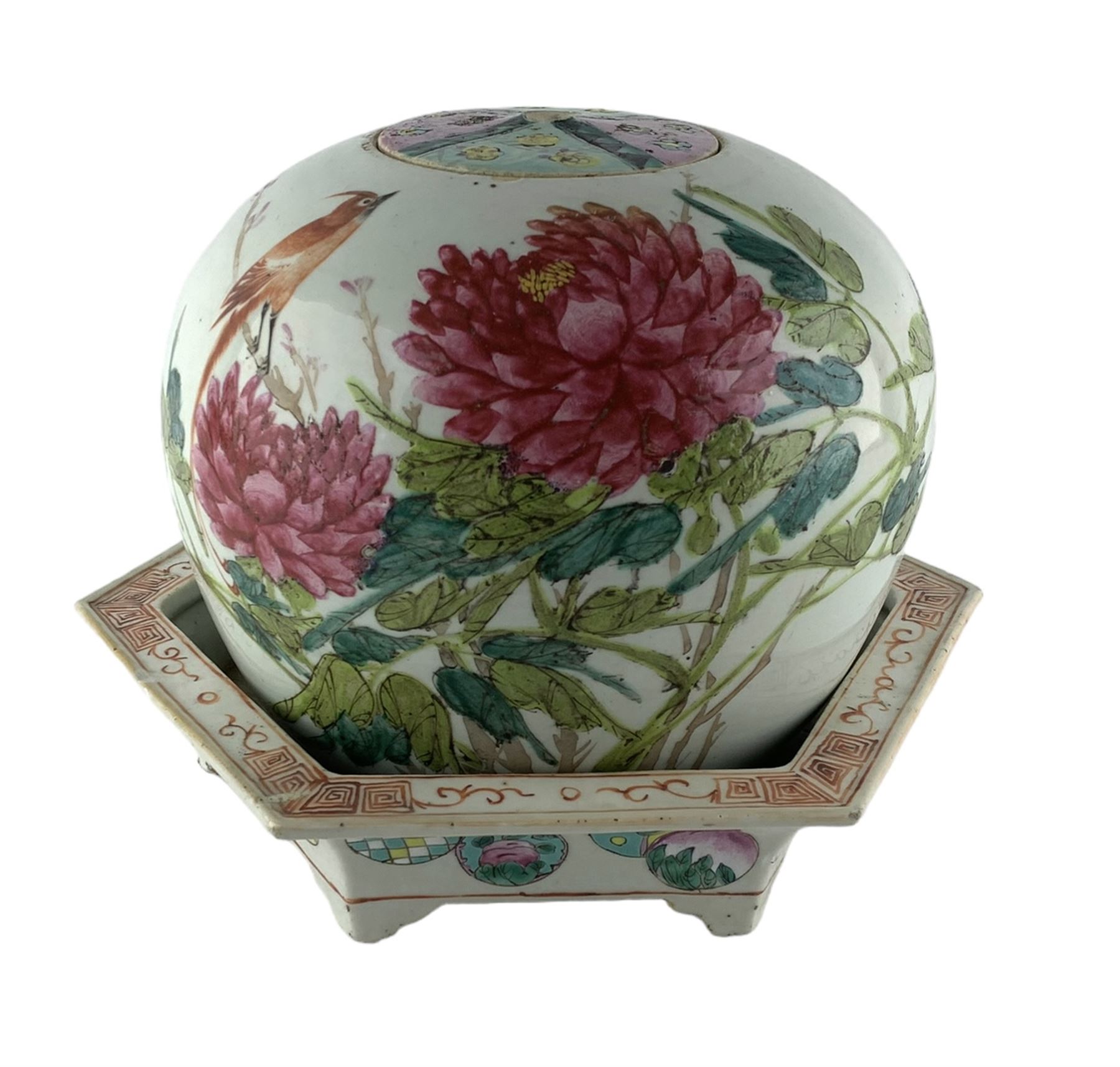 Chinese famille rose jar decorated with script