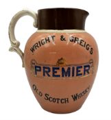 Victorian Wright & Greig's "Premier" Old Scotch Whisky jug by W M Brownlie Ltd