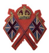 Late Victorian Colour Sergeant full dress arm cloth rank badge with a crown above crossed union flag