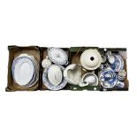 Four boxes of Victorian and later ceramics to include meat plates