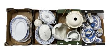 Four boxes of Victorian and later ceramics to include meat plates