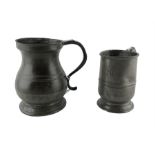 Victorian pewter baluster quart mug and another 19th century pewter mug