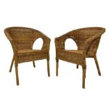 Pair of rattan basket conservatory armchairs