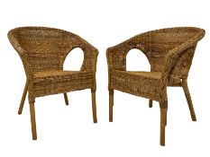Pair of rattan basket conservatory armchairs