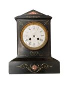 French slate and marble mantle clock.