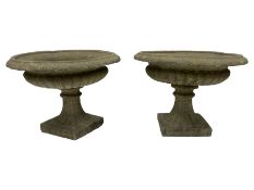Pair of Victorian design squat garden urns