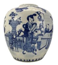 19th century Chinese blue and white ovoid form jar