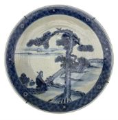 Chinese blue and white charger with crackle glaze