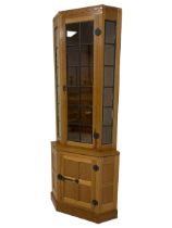 Mouseman - oak floor-standing corner cabinet