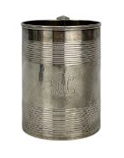 George III silver mug decorated with reeded bands and leaf capped scroll handle H12cm London 1796 m
