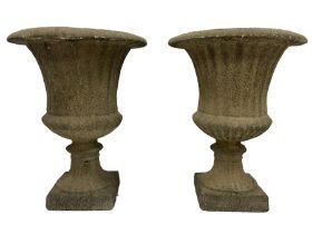 Pair of large Victorian design cast stone garden urns