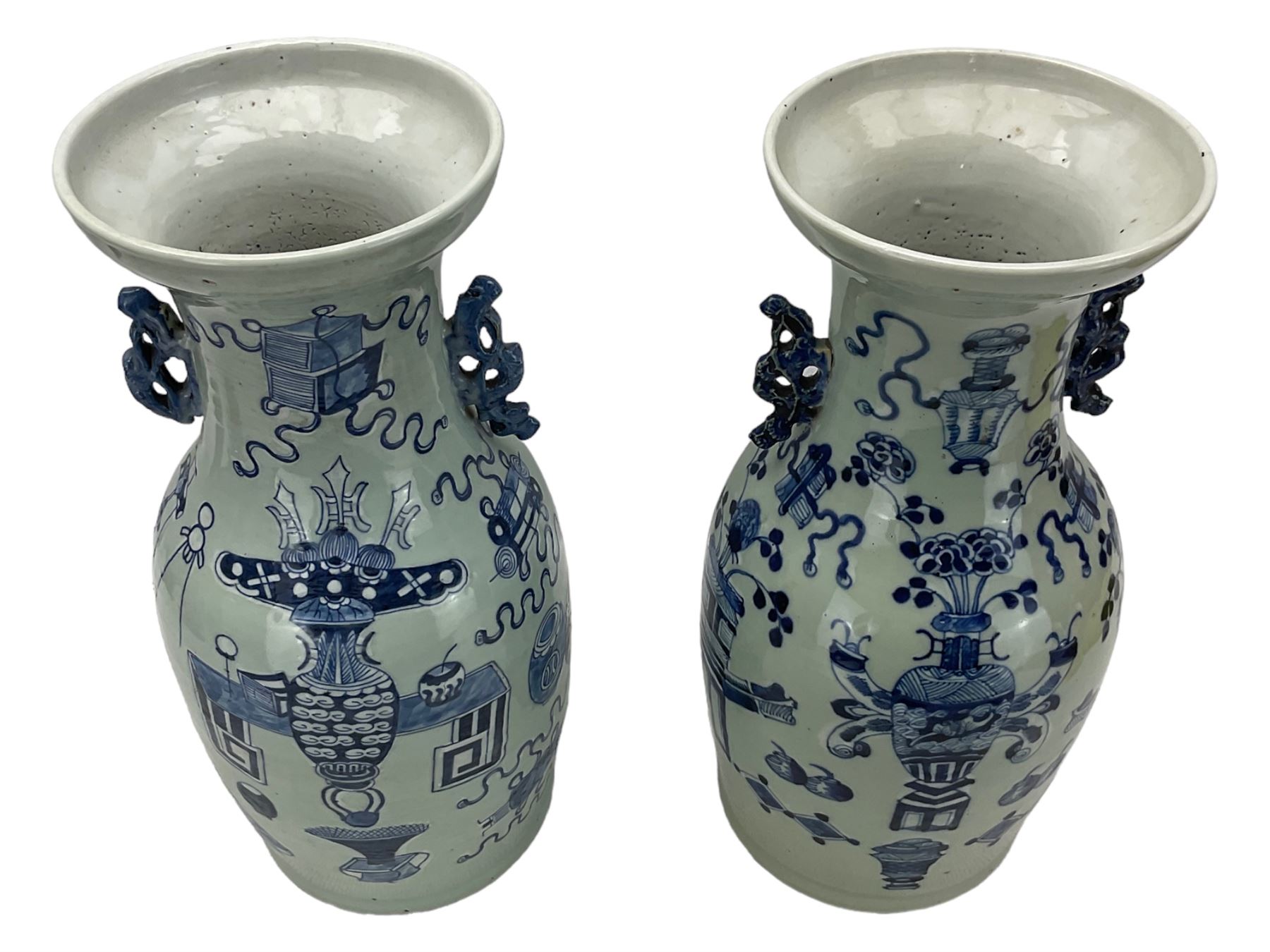 Pair of 18th/ 19th century Chinese twin-handled baluster vases - Image 7 of 8