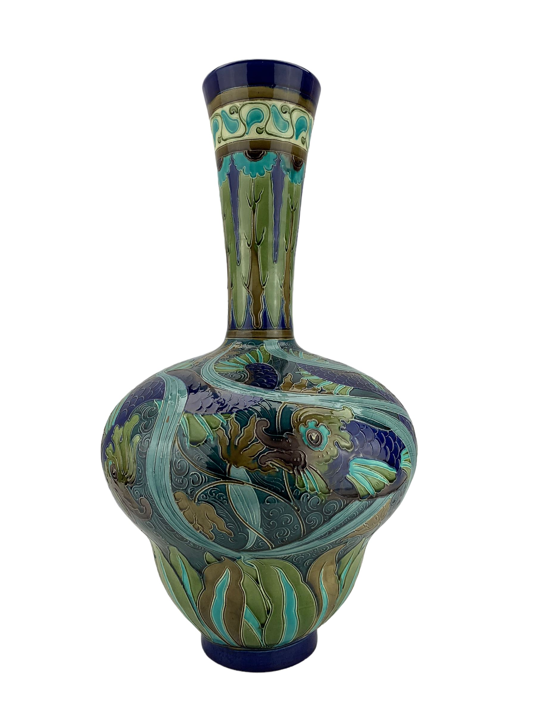 Large Burmantofts Faience partie-colour vase - Image 3 of 6