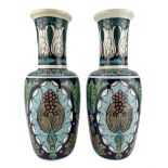 Pair of Burmantofts Faience Anglo-Persian vases