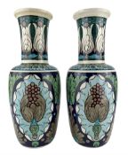 Pair of Burmantofts Faience Anglo-Persian vases