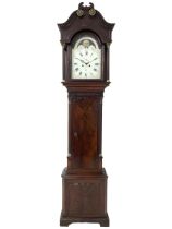 W. Phillips of Bromyard - 8-day mahogany longcase with a painted moon roller dial