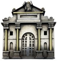 Vicki Ambery-Smith (British 1955-): Silver and yellow metal architectural brooch depicting Burlingto