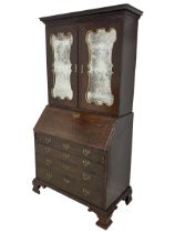 George III Chippendale design mahogany bureau bookcase