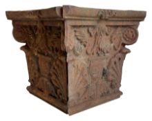 Three sets of cast iron square column capitals or collars