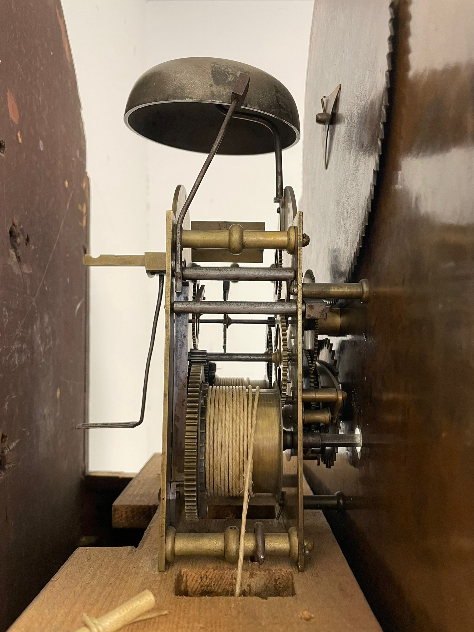 Thomas Lister of Halifax - late 18th century solid mahogany 8-day longcase with painted moon roller - Image 12 of 14