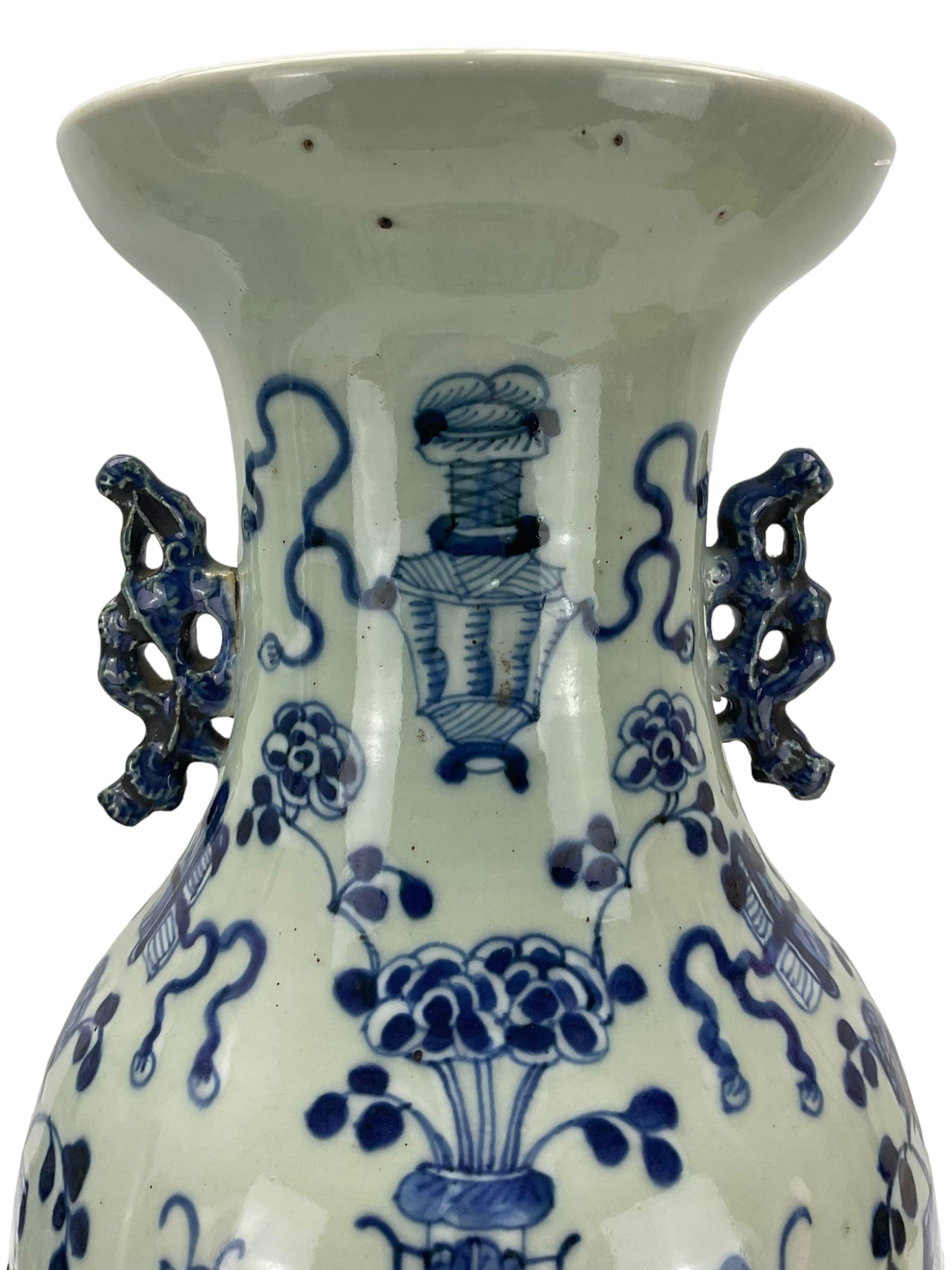Pair of 18th/ 19th century Chinese twin-handled baluster vases - Image 3 of 8
