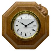 Mouseman - oak and brass wall clock