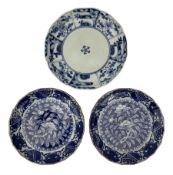 Pair of Japanese Edo period Arita blue and white dishes