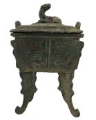 Chinese archaistic style censer of fang ding form