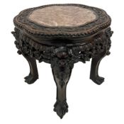 Small late 19th to early 20th century carved hardwood jardinière or urn stand