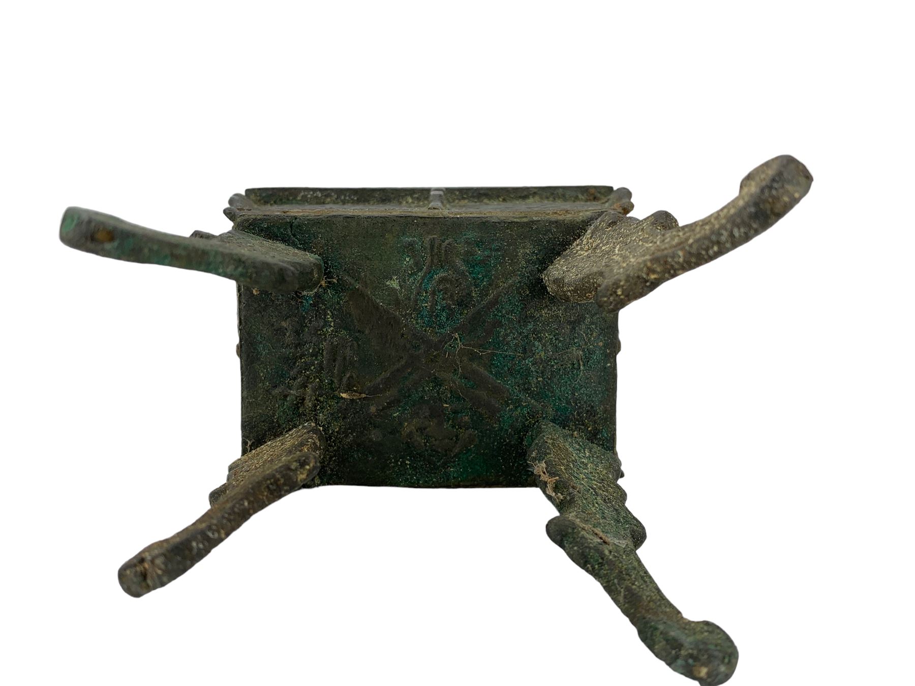 Chinese archaistic style censer of fang ding form - Image 6 of 7