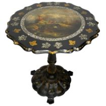 Victorian black lacquered papier-mâché occasional table