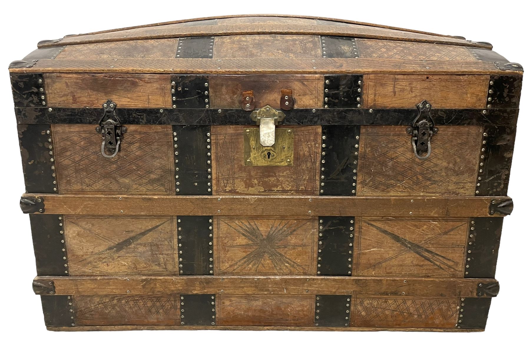 Victorian leather bound travelling trunk