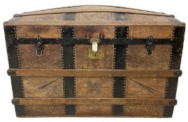 Victorian leather bound travelling trunk