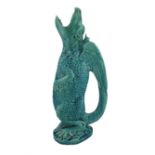 Burmantofts Faience turquoise-glaze Grotesque Dragon ewer