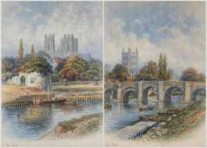 George Fall (British 1848-1925): Old Wye Bridge - Hereford and Marygate Tower - York