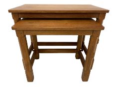 Rabbitman - oak nest of two tables with with rectangular tops